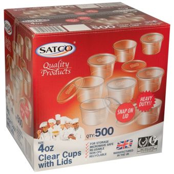 Satco 4oz Plastic Clear Cups & Lids-1x50003